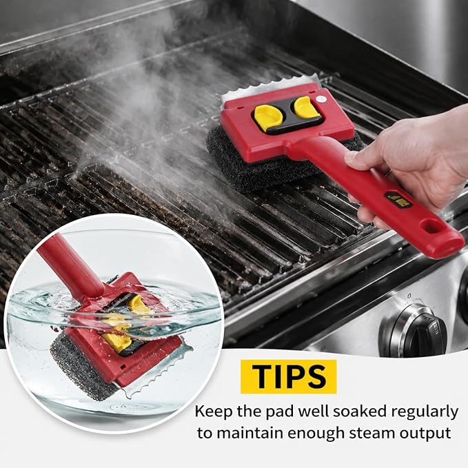 Grill Brush Bristle Free with Scraper,Grill Cleaner Brush with 2 Replacement Heads and Heat Resistant Gloves,Safe Grill Brush for Outdoor Grill,BBQ Grill Brush for Any Grill