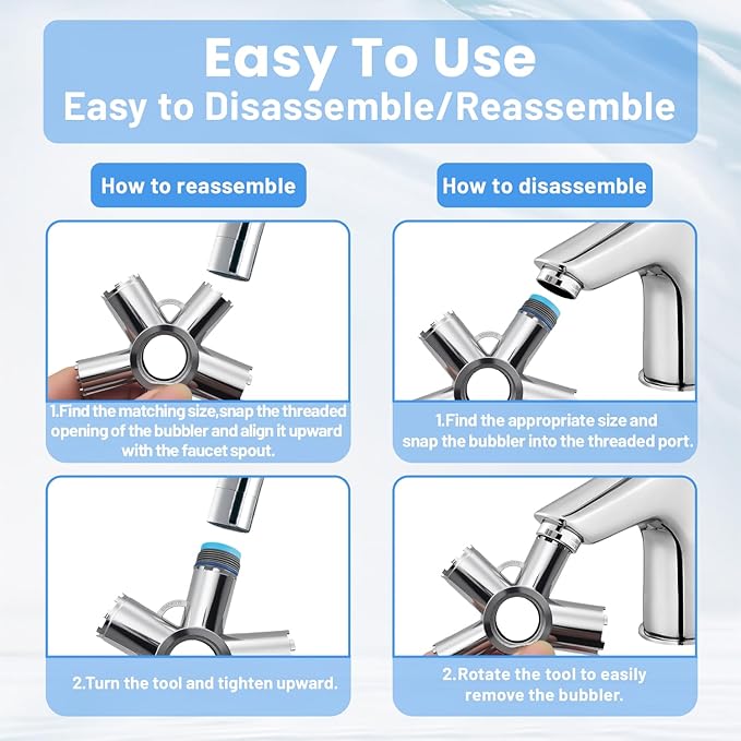 Upgraded 10-in-1 Metal Faucet Aerator Removal Tool Kit,Heavy-Duty Metal Faucet Key for Housed & Threaded Aerators,Fits M16.5- M28 Sizes,Plumbing Tool for Bathroom Kitchen Home Repair
