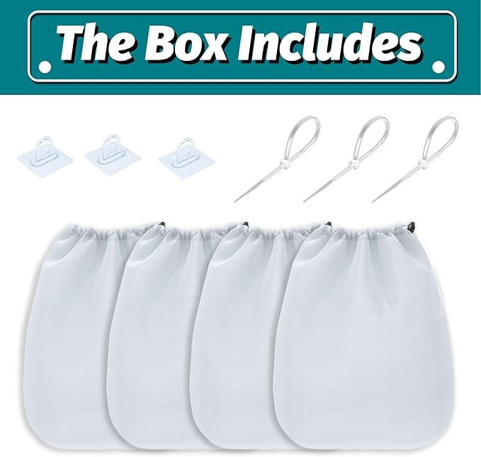 Daisypower 4 Pack Dryer Vent Lint Catcher Bag,Indoor Outdoor Dryer Vent Lint Traps Capturing Lint and Dust,White