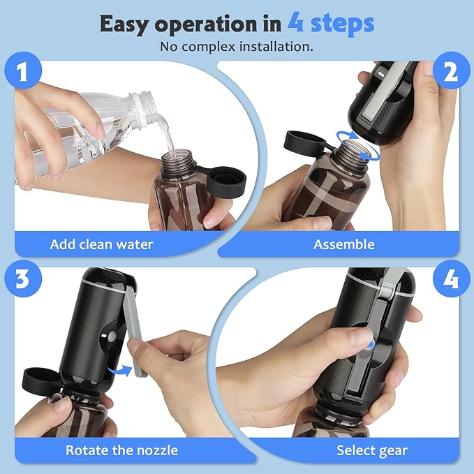 Portable Bidet for Travel, Rechargeable Travel Bidet Sprayer Fits Various Sizes of Water Bottles, Waterproof High Pressure Handheld Bidet for Women Men Personal Hygiene