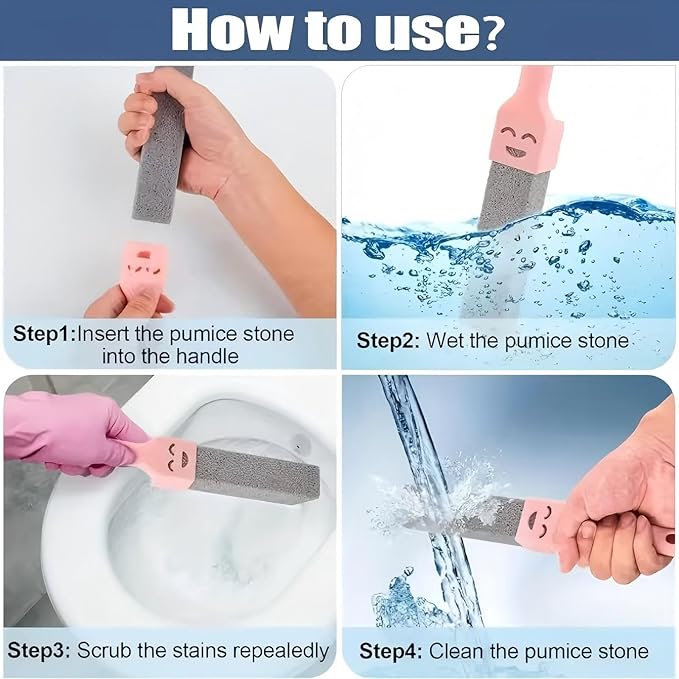 12 Pack Pumice Cleaning Stones with 2 Handle, Heavy Duty Toilet Bowl Cleaners, Hard Water Stain & Ring Remover for Bathroom, Pool Tile, Sink, and Kitchen