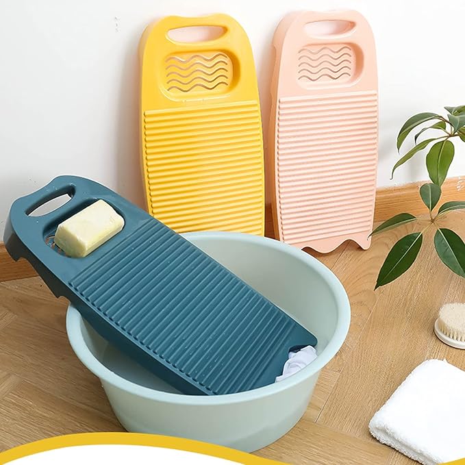 Non-Slip Laundry Washing Board, Household Washboard, Hand Wash Board, Manual Wash Clothes Laundry Pad Scrubbing Board for Household(15.7x8.07x1.06inches) (A-White)