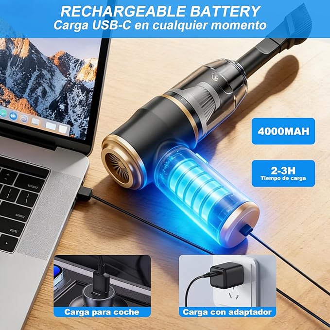 Portable Car Vacuum Cordless Mini Handheld Vacuums Cleaner High Power with LCD Display and Multi-Nozzles, Hand held Cleaners for Car, Home, Office, Sofa, Pet Hair,Keyboard