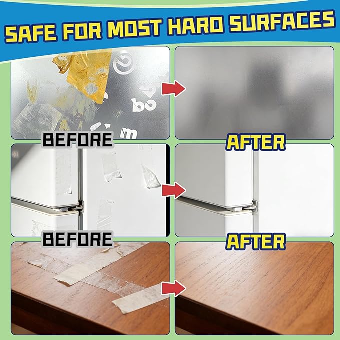 Adhesive Remover Spray Kit, 4 fl oz Sticker Remover for Labels, Glue, Residue, Tape, Decals, Fast Acting Glue Remover Includes Scraper and 10 Extra Plastic Razor Blades for Home, Car, Glass, Metal
