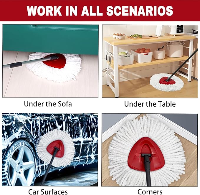 12 Pack Spin Mop Replacement Heads, Mop Replace Head Easywring 1-Tank System, Mop Head Replacement for Hardwood Floor Cleaning, Machine Washable and Easy to Replace