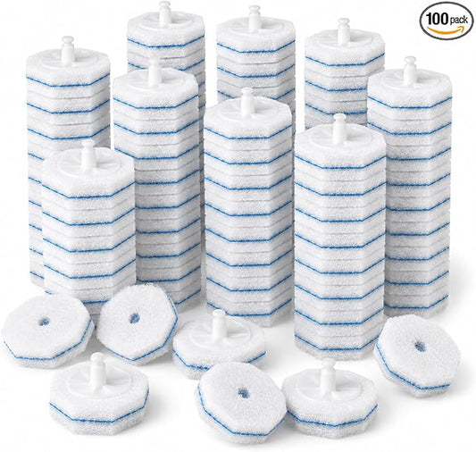 100 Pack Toilet Wand Refills Compatible with Clorox, Instant Foam Cleaning, Secure Lock No Slipping, Odor Neutralizing, Easy Snap-On Design