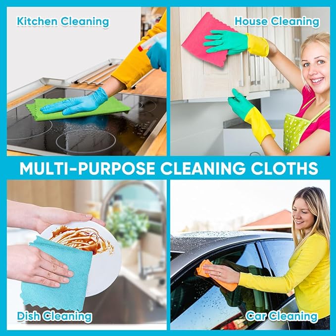 Orighty Microfiber Cleaning Cloth, 400 Pack Highly Absorbent Cleaning Rags, Household Cleaning Supplies, Microfiber Towels Lint Free Cloths for House, Kitchen, Car Care, 12x11 Inch, Multicolor