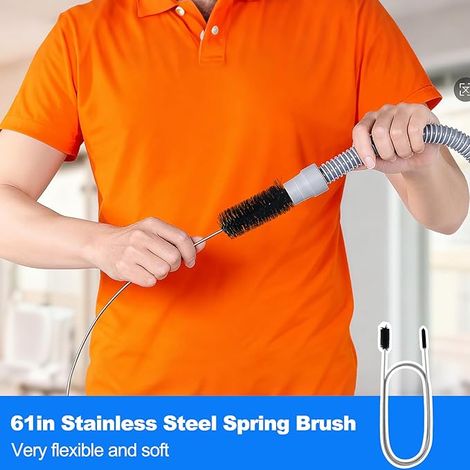 P Trap Cleaner Set,3 IN 1 P Trap Brush for Shower Kitchen Sink Bath Tub Bathroom,Including 20 Inch Drain Snake Remover,61 Inch Flexible Wire Brush,18 Inch All Bristle Brush