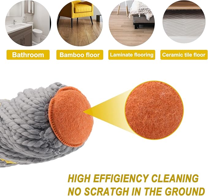 KeFanta Self-Wringing Twist Mops with 1 Extra Refill, Mops for Floor Cleaning with 57 " Long Handle, Microfiber Floor Mop for Hardwood Commercial Household Clean (1 Handle & 2 Mop Heads)