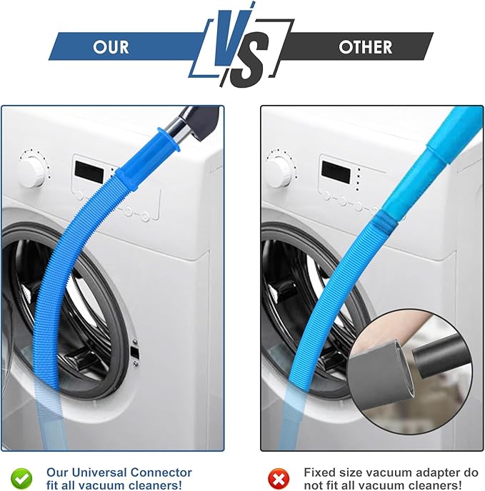 2 Pieces Dryer Vent Cleaner Kit Compatible with Most Vacuum Cleaner, Flexible Dryer Lint Brush and Dryer Vacuum Hose Attachment, Lint Remover Cleaning Tools, Blue