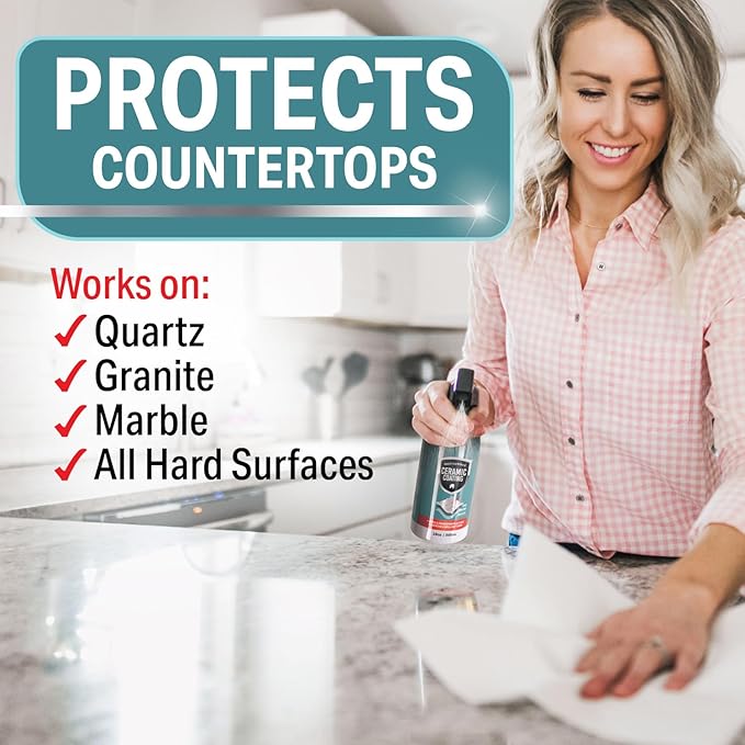 16oz Home Ceramic Coating Spray Kit - Shine, Seal & Protect Kitchen & Bath Surfaces - Repels Stains, Smudges, Water Spots on Appliances, Countertops & Most Hard Surface in Your Life - It Works to Seal