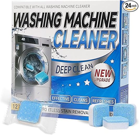 Washing Machine Cleaner Tablets - Deep Cleans & Descaler for Front Load and Top Load Washers, HE Compatible, 24 Pack