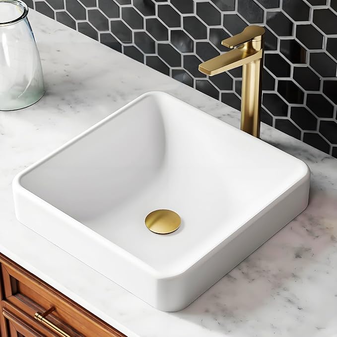 Bathroom Sink Drain Without Overflow,Pop Up Vessel Sink Drain,Brushed Gold,Y1618W-BG