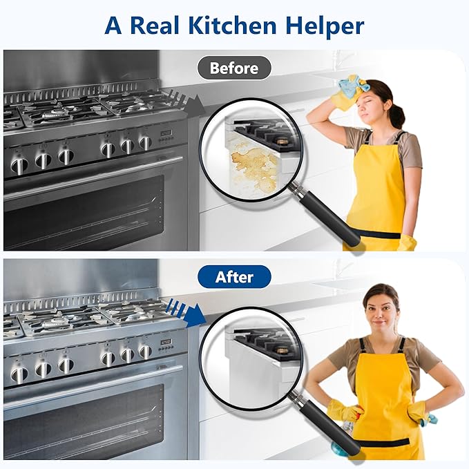Stainless Steel Stove Gap Covers 25.5~51 Inch Retractable, Range Trim Kit Between Stove Top and Counter Heat Resistant & Easy to Clean Oven Gap Filler by BOGDA Silver (2 Packs)