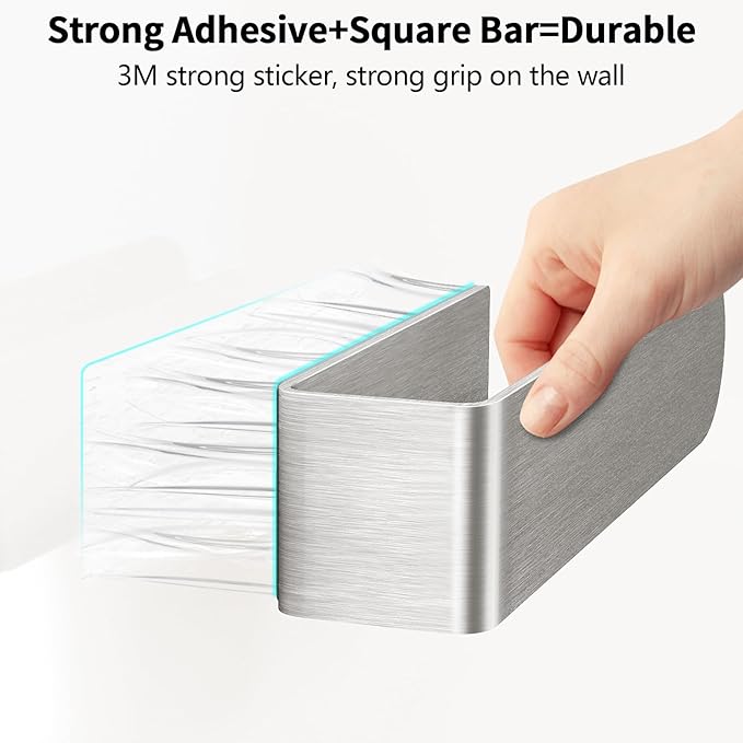 Adhesive Towel Holder, 8 Inch Self Adhesive Hand Towel Racks Bar Stick on Wall for Bathroom, Kitchen Cabinet, RV, Brushed Nickel