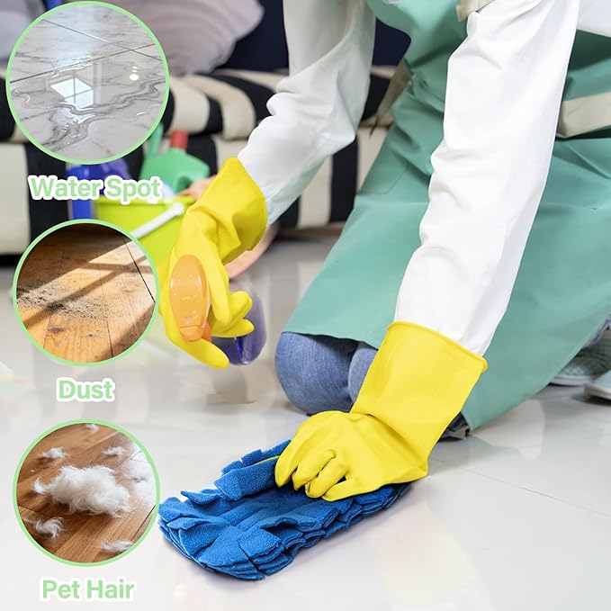 15 Pieces Reusable Duster Refill, 360° Heavy Duty Fleece Duster Pads Refills, Washable Hand Dusters Pads for Cleaning Ceiling, Fan Hardwoods Window Kitchen Floor