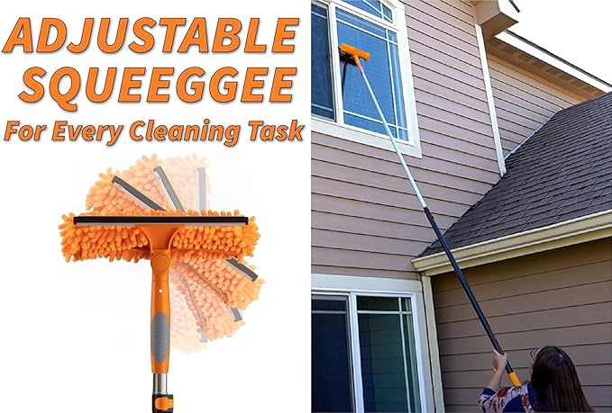 30 ft Window Washing Kit with Extension Pole (36+ Foot Reach) // Window Cleaning Tool & Window Washer Squeegee with Telescopic Extension Pole // Best Indoor Outdoor Window Washing Equipment