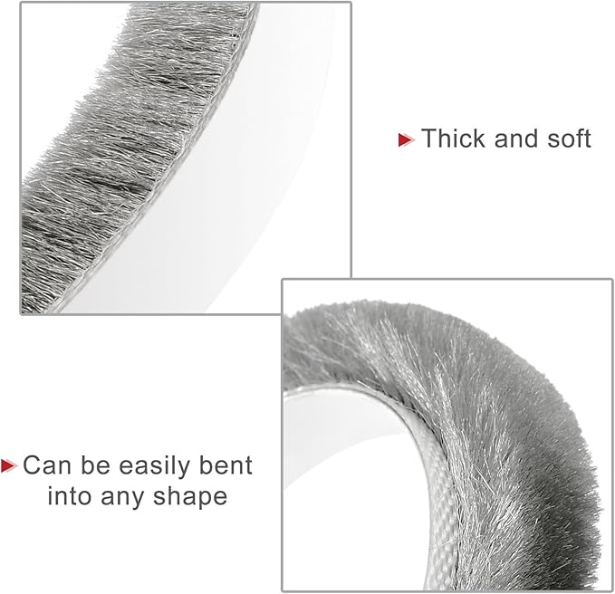 uxcell Weather Stripping Brush, 20ft L x 0.35" W x 0.35" H Self-Adhesive Seal Weatherstrip Sweep Brush Gray for Door Window