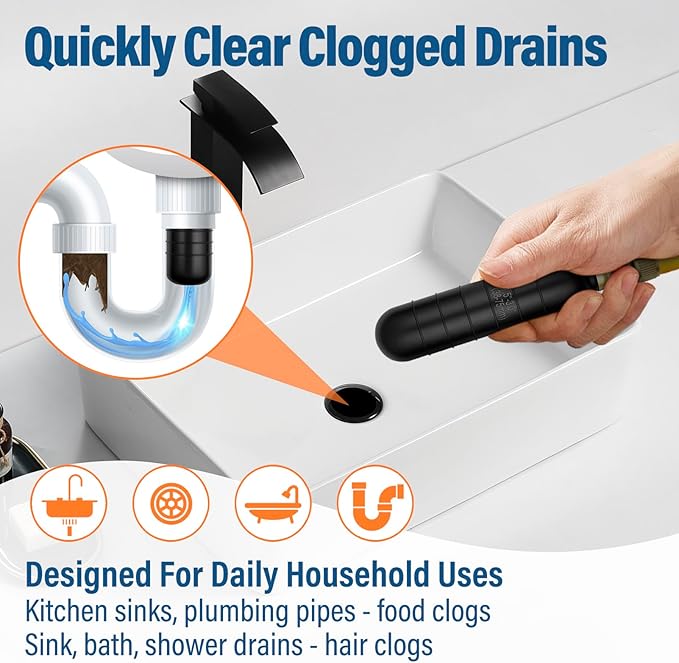 3 Pack Drain Bladder Kit, Rubber Drain Cleaning Bladder Fits 1”–6” Pipes, Unclogger for Sinks, Showers, Bathtubs, Pools, Main Drains & Outdoor Sewer Lines