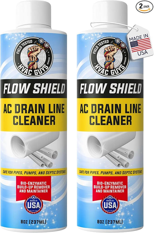 AC Drain Line Cleaner 2 Pack | Prevent Buildup and Overflow | 8oz - Up to 3 Months of Protection | Fast Acting & Long Lasting Bio-Enzymatic Formula