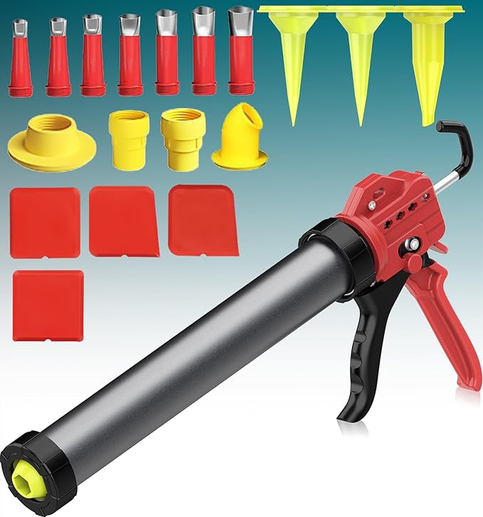 20 oz Sausage Caulk Gun, One-Touch Drip-Free | Effortless & Professional Design with Heavy-Duty Metal Body, 18:1 Thrust Ratio | for 20 oz Sausage Packs