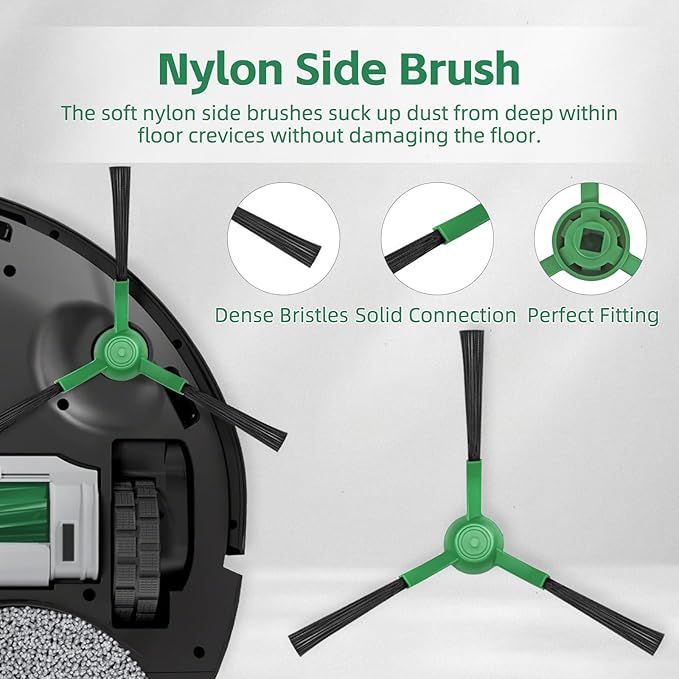 Replacement Parts for iRobot Roomba Plus 405 (G181 & G185) / 505/507 Combo Robot Vacuum, 1 Main Brush, 4 Side Brushes, 2 Hepa Filters, 4 Mop Pads, 2 Dust Bags (14 Pack)
