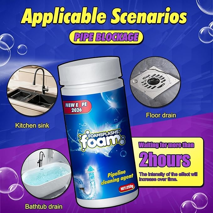 Drain Cleaner, Drain Clog Remover, Pipeline Dredging Agent, Powerful Pipe Dredging Agent, Powerful Sink & Toilet & Kitchen & Bathroom Cleaning 4 in 1, 1PCS(Unscented)