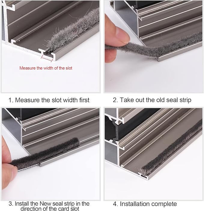16 Ft (5m) 196 Inch Sliding sash Windows Doors Tape Pile Draught excluder Brush Seal Strip weatherstrip 7mm x 6mm (7/24 1/4 Inch, Gray)