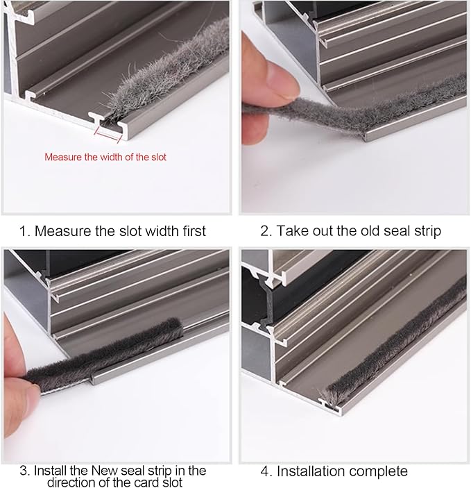 16 Ft (5m) 196 Inch Sliding sash Windows Doors Tape Pile Draught excluder Brush Seal Strip weatherstrip 6mm x 6mm (1/4 1/4 Inch, Gray)