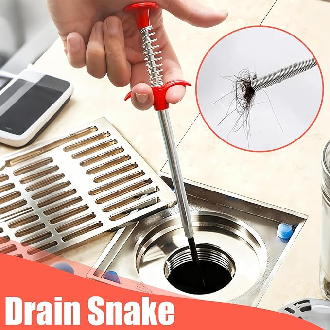Drain Snake 79 Feet, Plumbing Snake Drain Hair Clog Removal Tool, Sink Unclogger Drain Cleaner Tool for Bathroom Kitchen Tub Shower Drain Clog Remover,Flexible Grabber Claw Pick Up Reacher