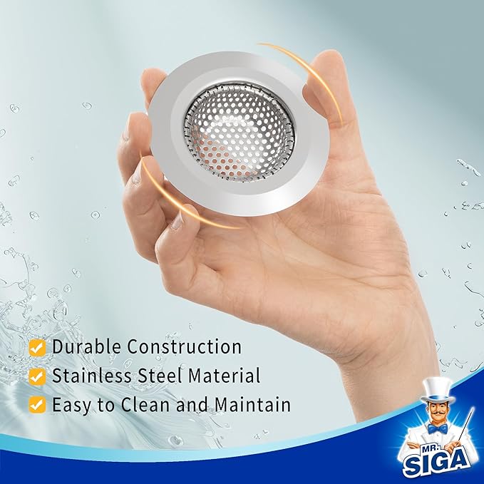 MR.SIGA Bathtub Drain Strainer, Stainless Steel Shower Bathtub Drain Hair Catcher, Bathroom Sink Drain Strainer, 3 Pack