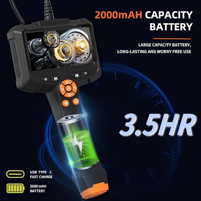 Daxiongmao Endoscope Camera with Light, 1080P HD Borescope with 8 Adjustable Lights, IP67 Waterproof Snake Camera, Ideal for Inspecting Walls, Vents, Automotive Engines, Pipes - Tool for Men (16.4 ft)