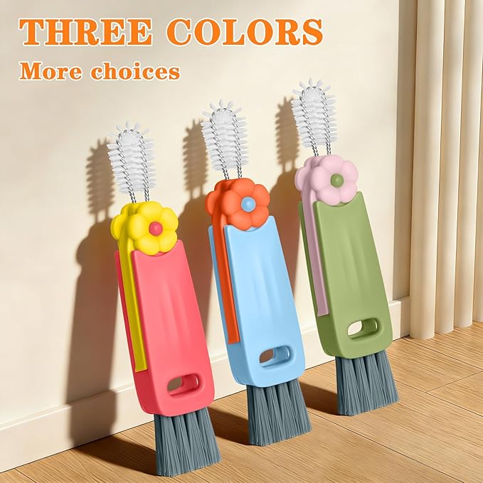 Vanjua 3 in 1 Cup Lid Gap Cleaning Brush Set, Multifunctional Bottle Cleaning Brush, Cup Lid Gap Cleaner, Home Kitchen Crevice Brush Tools (3 Pack)