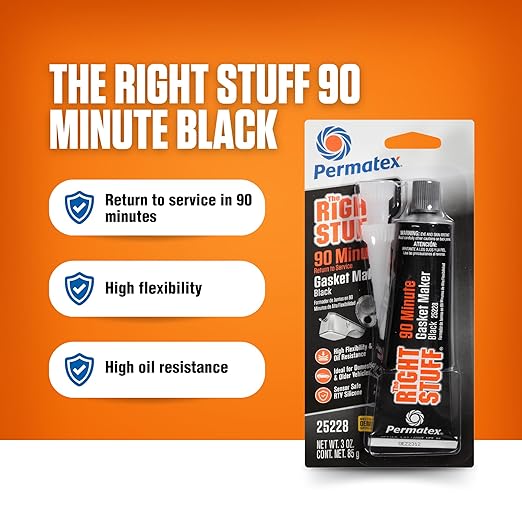 Permatex 25228 The Right Stuff 90 Minute Black Gasket Maker,3 oz,1 Count (Pack of 2)