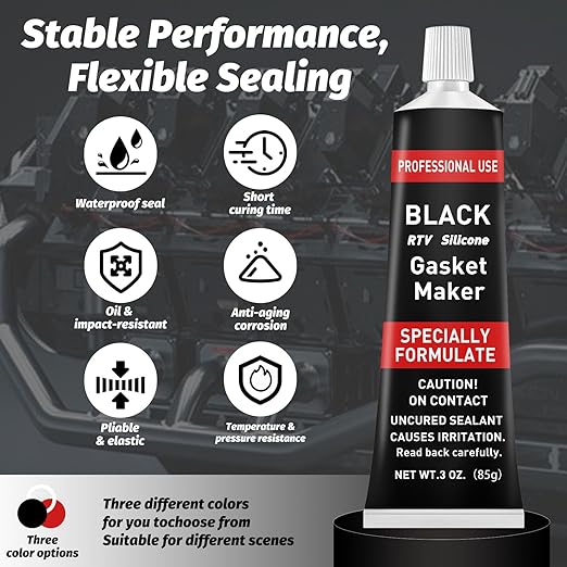 RTV Silicone Gasket Maker, High Temp Silicone Resist Oil, Anti-Freeze RTV Silicone Sealant for Engines, Gearboxes, Pumps, Superchargers (Red, 170g)