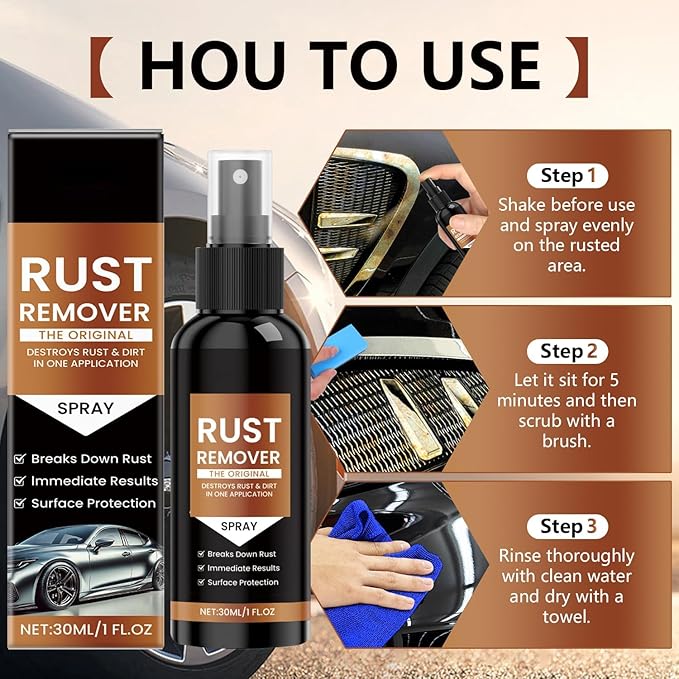 Rust Remover Spray for Metal, Multipurpose Rust Stain Remover, Fast-Acting Oxidation Remover, Heavy Duty Rust Dissolver for Metal