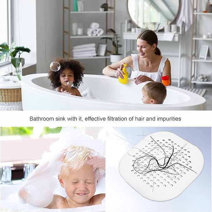 2 Pieces Shower Drain Hair Catcher Bathtub Stopper Home Drain Protectors Drain Cover with Sucker Water Trap Sink Cover for Bathroom Bathtub and Kitchen (White,White)