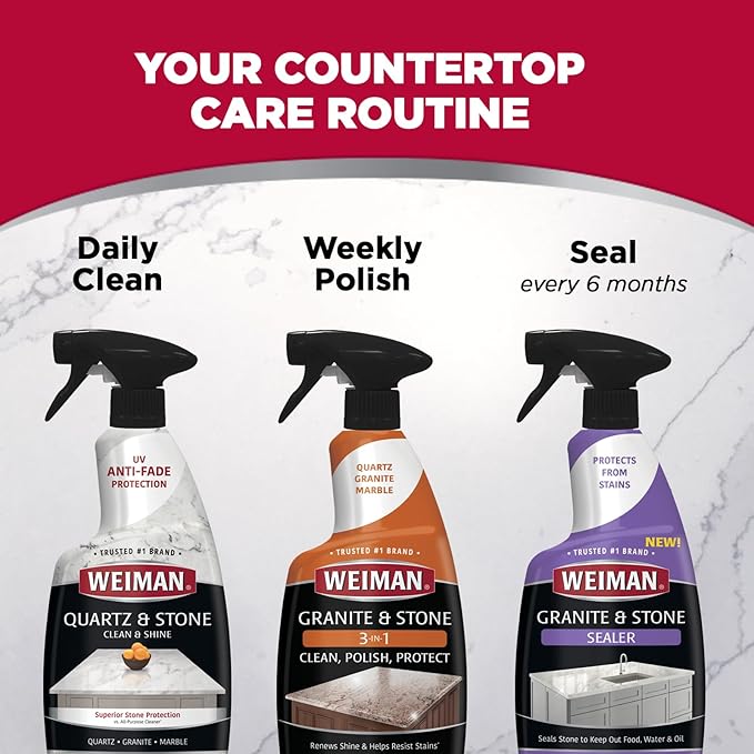 Weiman Quartz Countertop Cleaner and Polish - Clean & Shine Your Quartz Countertops Islands and Stone Surfaces with UV Protection