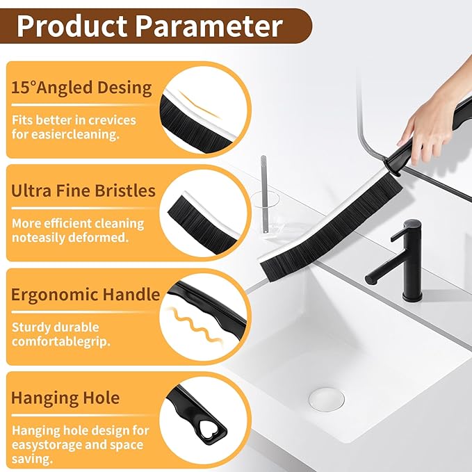 4 Pack Hard Bristle Crevice Cleaning Brush Set, Small Grout Scrub Brush for Tight Spaces, Bathroom Kitchen Window Track Tile Shower Door Gap Corner Sink Faucet Floor Detail Cleaner Tool Daily Home Use