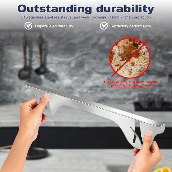 Upgrade 316 Stainless Steel Stove Gap Covers (2 Pack, 23.4”, Silver), Heat-Resistant Stove Gap Filler for Kitchen Counter and Stovetop, Range Trim Kit Oven Gap Guard Between Stove and Counter