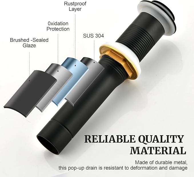 Pop up Sink Drain Stopper for Bathroom Vessel Vanity Sink Art Basin Matte Black, Small Cap Without Overflow, Metal Pop-up Drain Strainer with Detachable Basket Stopper