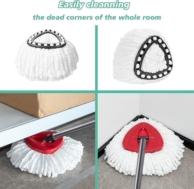 10 PCS Spin Mop Replacement Head,100% Microfiber Mop Heads Replacements Compatible with Cedar Easywring 1-Tank System, 360 Degree Round Spin Mop Replacement Head for Easy House Cleaning Floor Mopping