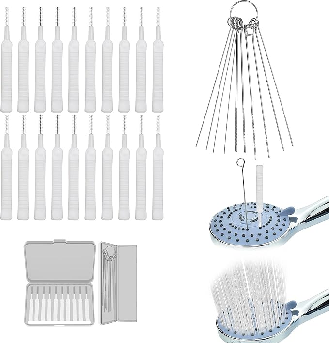 30PCS Shower Head Cleaning Brush,Tiny Brushes for Cleaning Shower Head,Gap Hole Anti-Clogging Cleaning Brush,Descaler Needles,Rust-Proof Showerhead Cleaner Set for Home and Kitchen (30 Pcs)