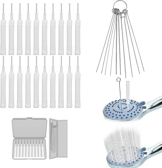 30PCS Shower Head Cleaning Brush,Tiny Brushes for Cleaning Shower Head,Gap Hole Anti-Clogging Cleaning Brush,Descaler Needles,Rust-Proof Showerhead Cleaner Set for Home and Kitchen (30 Pcs)