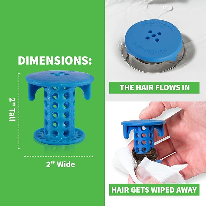 SinkShroom SSBLU988 Sink Drain Protector Hair Catcher/Strainer/Snare, Blue