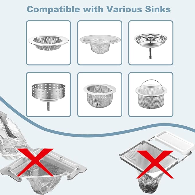 200 PCS Kitchen Mesh Sink Strainer, Disposable Sink Strainer Covers, Drain Nets for Kitchen Sink for Collecting Kitchen Food Waste Leftover Garbage