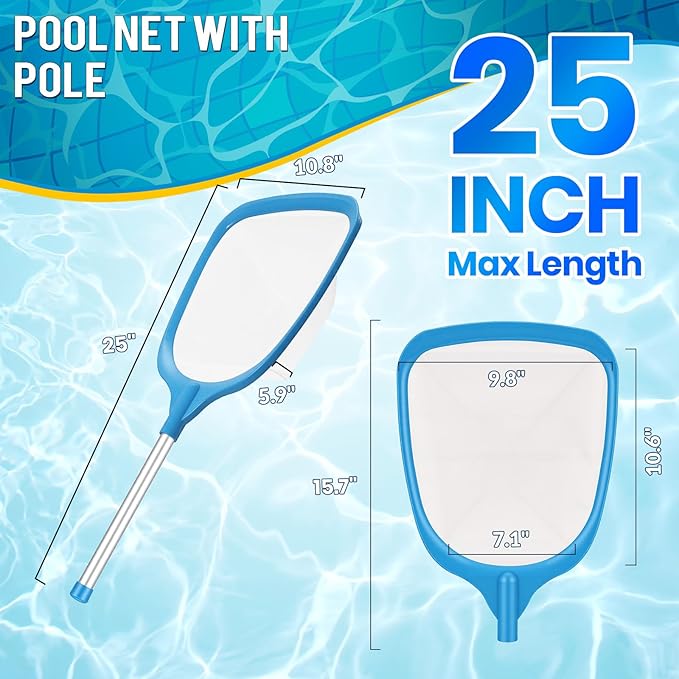 Tavaleu Pool Skimmer Net, Deep Pool Leaf Net with Reinforced Frame, Large Capacity Rake Net for Cleaning, Debris Pickup Removal