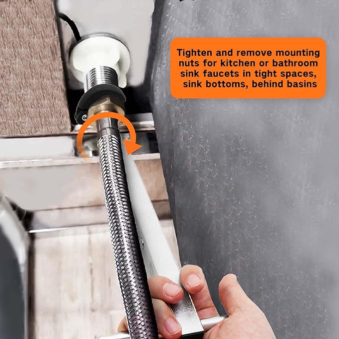 Telescoping Basin Wrench with 3/8 to 1-1/4” Jaw Capacity and 10"-17" Extendable Handle & Tub Drain Remover Wrench with Dual Ended Heavy Duty Aluminum Removal Tool