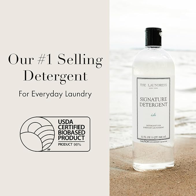 The Laundress Signature Isle Detergent, Coastal Inspired Scent, Concentrated Laundry Detergent Liquid, Tough on Stains, Isle Scent, 32 oz. (Pack of 2)