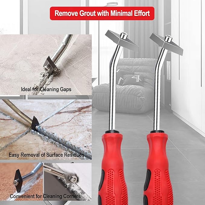 Grout Removal Tool, Angled Design Tile Joint Cleaning Tool, Grout Remover Cone with 3 Pieces Extra Carbide Tip, for Floor Tile Gaps or Corners Cleaning